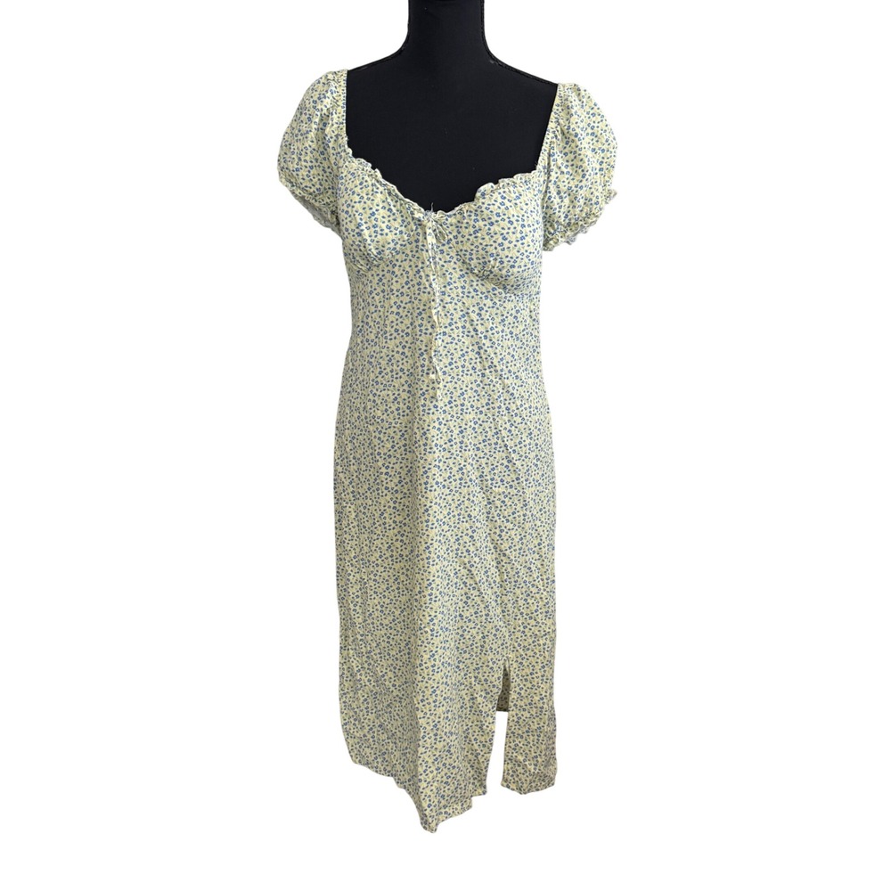 No Boundaries Womens Floral Fairy Coquette Babydoll Midi Dress Size L Milkmaid